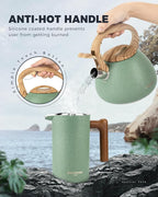 POLIVIAR Tea Kettle, 2.7 Quart Stovetop Tea Kettle, Audible Whistling Teapot with Crackle Finish, Food Grade Stainless Steel for Anti-Rust, Anti Hot Handle, Suitable for All Heat Sources (JX2023-LRG)