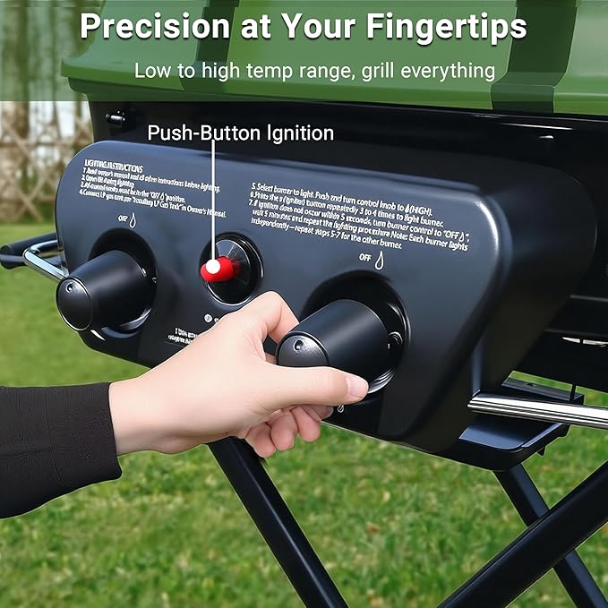 Brand-Man Portable Gas Grill, Propane Standup Grill with Folding Cart & Push-Button Ignition, Ideal for Camping, Tailgating, BBQ, Backyard, Patio & More