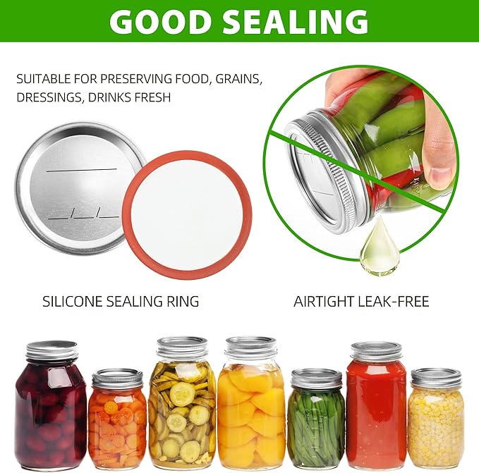 56PCS Canning Lids with Rings For Mason Regular Mouth, Jars Lids With Rings/Bands Mason Jars For Canning Food Fruits DIY Food Grade Material(70mm, 28Lids + 28Rings for Regular Mouth Jar)
