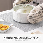 LEXMORE PVC Woven Placemats 4 PCS Wipeable Indoor/Outdoor Table Mats Washable Vinyl Place Mats for Dining Table, Set of 4-Gray