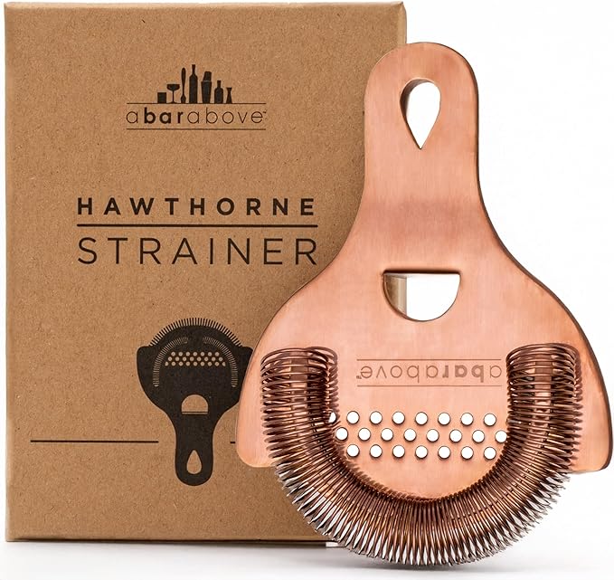 A Bar Above Antique Copper Hawthorne Strainer Cocktail, Bar Strainer Cocktail, with High-Density Spring, Mirrored Antique Copper Drink Strainer, Cocktail Strainer, for Boston Shakers & Mixing Glasses