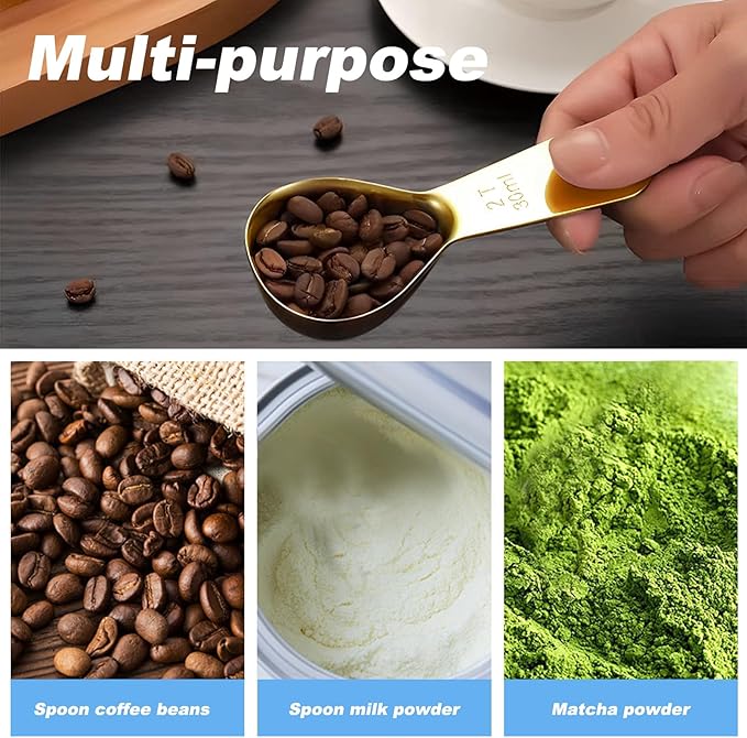 1 Pcs Coffee Scoop, 2 Tablespoon Measuring Spoon for Ground Coffee, Durable Stainless Steel, Easy to Use and Clean(Gold）, Send Goods from Local Warehouse