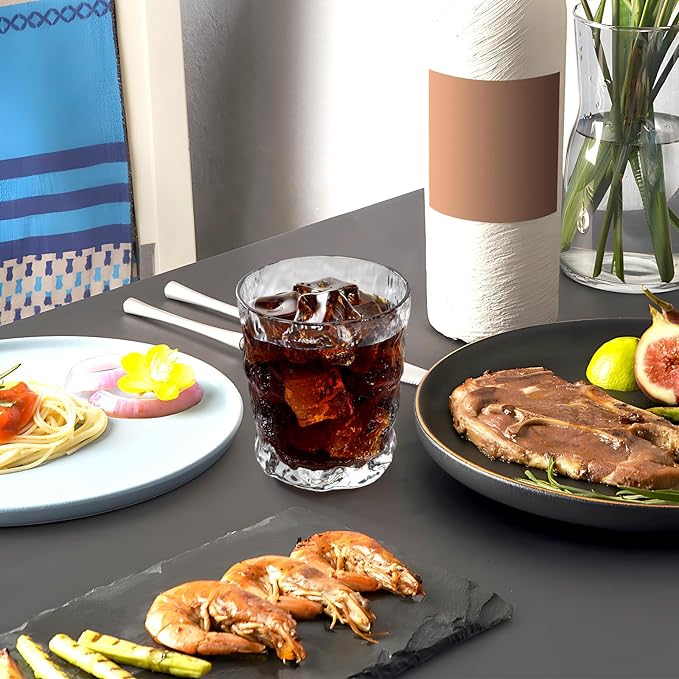 Shatterproof BPA Free Plastic Drinking Glasses, 8 oz Glacial Pattern Reusable Cups Unbreakable Tumblers for Wine, Cocktails, Beer, Juice & Whiskey - Dishwasher Safe, Set of 4