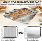 Stainless Steel Baking Sheet with Rack Set, Cookie Sheet with Cooling Rack, Set of 6 (3 Sheets + 3 Racks), Easy Clean