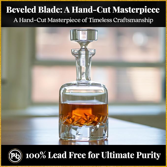 Voted Best High-End Whiskey Decanter 2024 by Food & Wine Magazine |1Hand-Blown Decanter & 4 Tumblers |Made in Europe |100% Lead-Free Crystal |Gift Box
