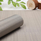 Myir JUN Placemats Set of 4, Vinyl Woven Placemats Place Mats Indoor Set of 4 Washable Table Mats Non-Slip Place mats for Dining Table (Golden Silver, Set of 4)