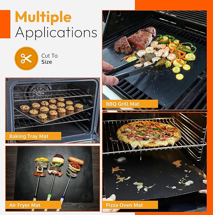 3 Pack Thick Heavy Duty Oven Liners for Bottom of Oven, Non Stick Liners for Electric or Gas Ranges, Reusable Mats for Electric Gas Microwave or Grill, BPA & PFOA Free Spill Guard, Kitchen Accessory