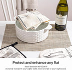 LEXMORE Placemats Set of 8 Vinyl/Plastic Woven Place Mats for Kitchen Table Indoor/Outdoor Washable Placemat Wipeable Dining Table Mats(Caramel)