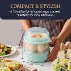 Elite Gourmet EGC1215M Easy Egg Cooker, Stainless-steel Heating Plate, Two-Tiered, 14-Egg Capacity, Soft, Medium, Hard-Boiled, Auto Shut-Off, Omelets, Poached Eggs, Measuring Cup, Piercing Pin, Mint