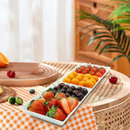Divided Serving Tray Platter, 4 Pack 17.6" x 6" Fruit Veggie Food Tray for Party, Plastic Serving Trays for Appetizer, Snack, Dessert, Cookie, Brunch Decorations Platters, White Trays BPA-Free
