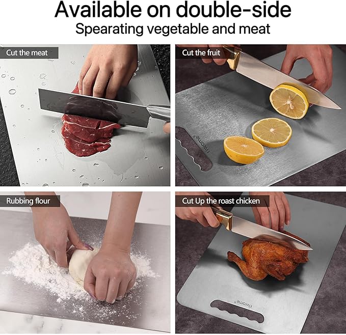 Titanium Cutting Board For Kitchen-Cutting Board Double Side Food Grade,Pure Cut Titanium,Durable Dishwasher Safe Easy to Clean Large Size (18''Lx12''W)