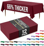 Exquisite 66% Thicker Premium Plastic Table Cloth Rectangle Table Cover 0.5 Mil 12 Pack Burgundy Table Cloth 54 Inch x 108 Inch Disposable Tablecloth Won't Tear Easily Like Cheap Thin Brands