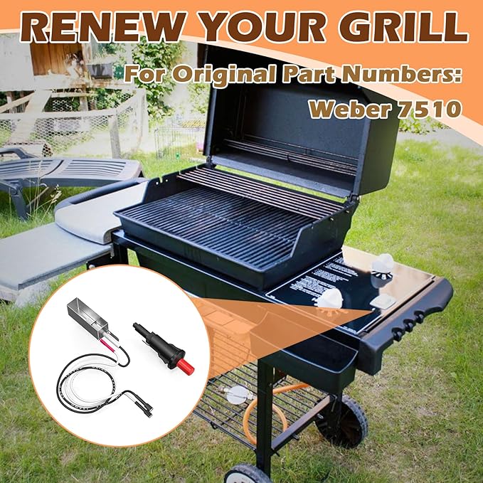 Igniter Kit for Weber 7510 Spirit 200/300/500/700, Genesis E310/E320 Grill Replacement Parts, BBQ Grill Igniter for Weber Gensis Silver B/C Genesis Gold B/C Platinum B/C Push igniter Parts