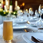 24 Pack Ribbed Ripple Stemless Toasting Glasses, Origami Durable 9 Oz BPA-Free Disposable Plastic Champagne Flutes for Weddings, Bars, Events, and Celebrations (Gold Rim)