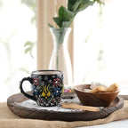 Espresso Cups Set of 2 | 4 oz Small Espresso Cups | Turkish Tea Cups | Demitasse Mugs with Handle | Modern Stackable Ceramic Espresso Mugs Set (RED/BLACK)