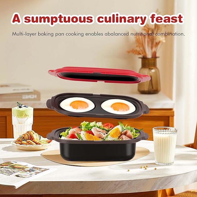 Microwave Egg Cooker & Microwave Grill Pan 3 Pcs with Lid for Grilling, Browning, and Crisping Vegetables, Sandwich, & Meat, Microwave Nonstick Cookware for Quick, Healthy Meals
