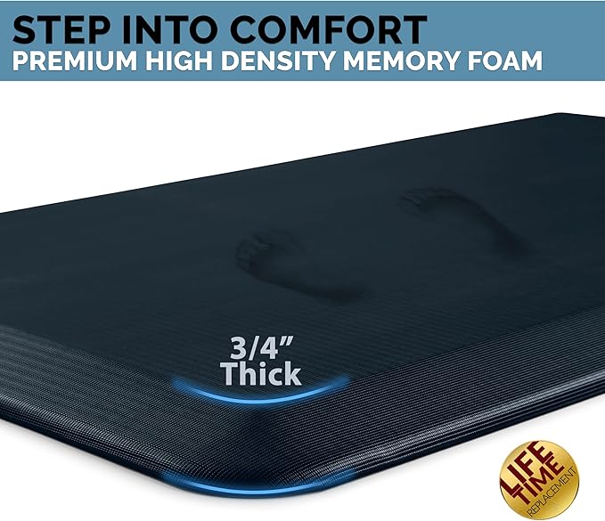ComfiLife Anti Fatigue Floor Mat – 3/4 Inch Thick Kitchen Mats for Floor, Standing Desk Mat, Kitchen Rug – Comfort at Home, Office – Durable – Stain Resistant – Non-Slip Bottom (20" x 39", Navy)