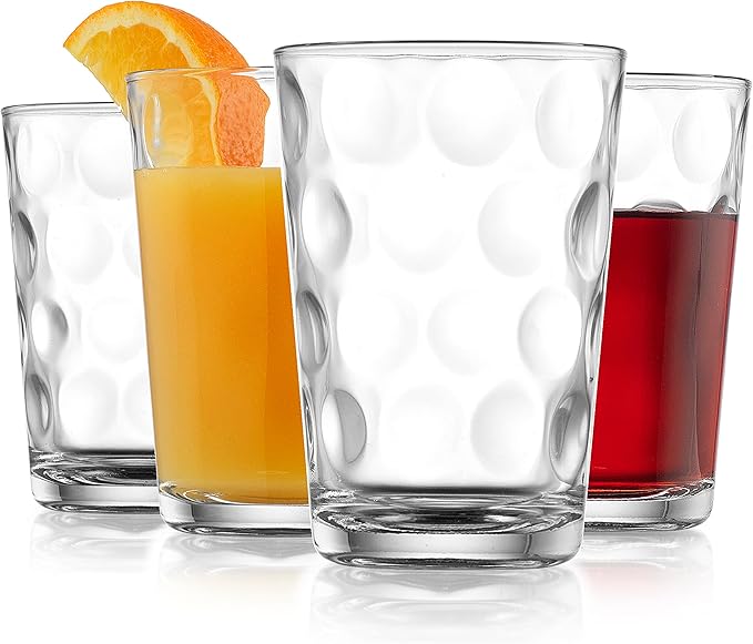 Home Essentials Juice Glasses Set Of 4 Water Tumbler Glasses Cups 7 oz Uses for Juice, Water, Cocktails, and more Beverages. Dishwasher safe…