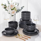 AmorArc Dinnerware Sets for 8, Wavy Rim Plates and Bowls Sets, Highly Chip and Crack Resistant | Dishwasher & Microwave & Oven Safe Dishes set, Service for 8 (24pc)