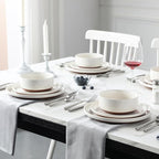 MALACASA Plates and Bowls Sets, 18 Pieces Modern Ceramic Dinnerware Set for 6 Kitchen Dinner Set Stoneware Dishware Dishes Set Microwave and Dishwasher Safe, White, Series TARA