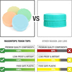 Masontops Tough Tops - Regular Mouth Mason Jar Lids BPA-Free Multi Color Plastic Reusable Dry Canning fit Ball Jars (Ball not included)