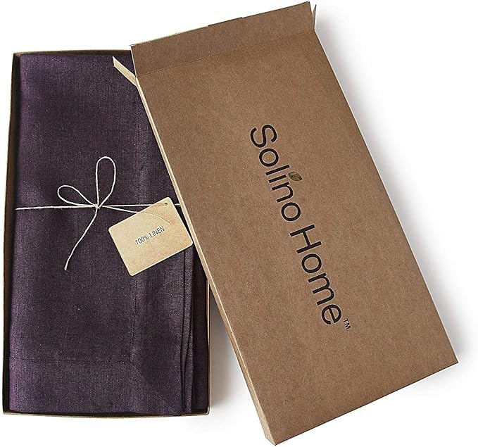 Solino Home Grape Linen Tablecloth 60 x 108 Inch - 100% Pure Linen Table Cloth for Rectangle Tables - Athena, Machine Washable Tablecloth for Summer, Fall, Autumn, Halloween