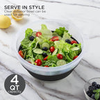 COOK WITH COLOR Collapsible Salad Spinner - 4 QT Space Saving Lettuce Dryer with Folding Collapsible Colander Great for Washing and Drying Fruit and Vegetables (Black)