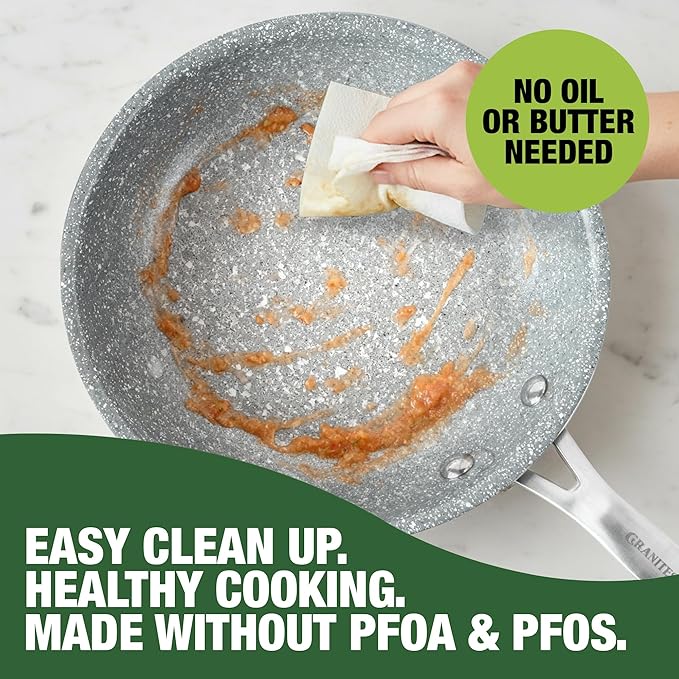 Granitestone Ceraluxe 20 Pc Ceramic Cookware Set Nonstick, Complete Pots and Pans Set Non Stick with 5 Pc Bakeware Set, Deep Frying Pan Set, & Steamer, Non Toxic PFOA Free, Oven & Dishwasher Safe