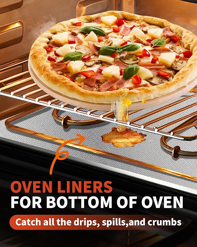 Oven Liners for Bottom of Oven - 4 Pack Large Heavy Duty Oven Mats, 17"x 25" Reusable Matt Liner for Electric, Gas, Toaster Ovens & Grills, BPA & PFOA Free, Kitchen Essentials, Silver