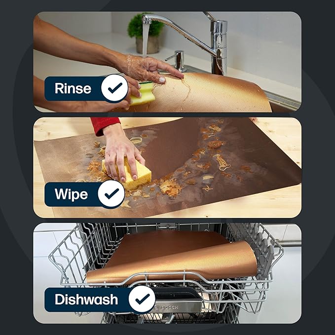 Cooks Innovations Non-Stick Oven Protector Mat - 2 Heavy Duty Nonstick Rack Liners to Protect Convection, Electric, Gas & Microwave Ovens - BPA & PFOA Free Heat Resistant Baking Mat
