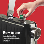 Hamilton Beach Espresso Machine, Compatible with Nespresso Pods, Single Serve Coffee Maker, Powerful Italian 19 Bar Pump, 22 oz. Water Reservoir, Custom Cup Size, Holds 13 Capsules, Black (40726)