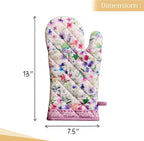 Maison d' Hermine Oven Gloves 100% Cotton Oven Mitt 7" x 13" with Loop Heat Resistant, BBQ, Cooking Gloves, Baking, Grilling, Kitchen, Handling Hot Pans Spring/Summer (Pack of 1, Chardon)