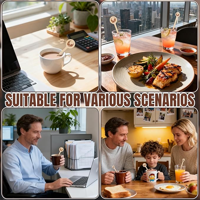 100Pcs Coffee Stirrers- 5.9 Inch Coffee Stir Sticks, Natural Wooden Coffee Stirrers With Round Ends, Disposable Biodegradable Cafe Grade Wood Beverage Mixer for Coffee Cocktails Milk Tea