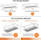 PUSDON Metal Wall Hanging Basket 2 Packs DIY Suitable for Multiple Scenes - Middle Silver Grey Guardrail