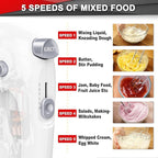 Lord Eagle Hand Mixer Electric 400W, 5 Speed handheld Mixer, 5 Stainless Steel Accessories for Baking Cake Egg Cream Food Beater, Turbo Boost/Self-Control Speed + Eject Button