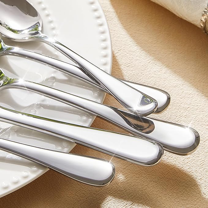 KINGSTONE 30 Pieces Silverware Set for 6, Premium Stainless Steel Flatware Set, Heavy Duty and Modern Design Cutlery Set, Mirror Polished, Dishwasher Safe