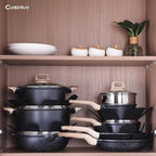 23-Piece Nonstick Pots and Pans Set – Granite Cookware Set, PFOA-Free – Includes Frying Pans, Saucepans, Griddle, Egg Pan – Induction, Gas, Electric Compatible – Black