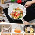 Kitchen Utensils Set, Onader Silicone Non Toxic Cooking Utensils, 6 Pcs Heat Resistant Kitchen Gadgets Set for Nonstick Cookware - Khaki