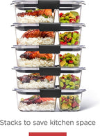 Rubbermaid Brilliance Meal Prep Containers, 2-Compartment Food Storage Containers, 2.85 Cup, 5-Pack, BPA-Free, Clear/Grey