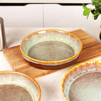 Large Quiche Tart Pans Pan, 17 oz Ceramic Au gratin pans, Fluted Ruffled Edge for Quiche Baking Dish/Pie Pan - Microwave Freezer Dishwasher Oven safe - Great Gift for Bakers 8 Inch