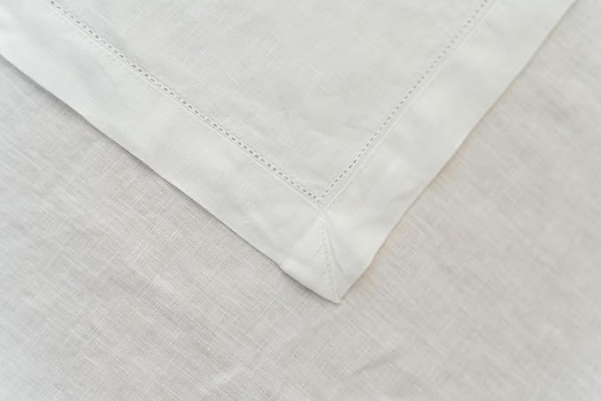 Natural Linen Tablecloth 60 x 106 Inch - 100% Pure Linen Rectangular Tablecloth - Machine Washable Table Cover for Spring, Easter, Summer, Indoor, Outdoor, Off White