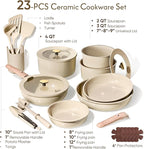 CAROTE 23PCS Pots and Pans set Non Stick, Ceramic Cookware Set, RV Kitchen Cooking Set Removable Handles, Oven Safe, Induction Coolware, Non-toxic Kitchen Cooking Set, PFAS and PFOA Free