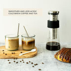 Cafe Crush Club Cold Brew Coffee Maker | Fire Toughened Borosilicate Glass | 304 Stainless Steel Infuser | 1000ml / 34 oz | Cold Brew Iced Coffee Pitcher