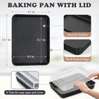 E-far 12.5 x 9.7 Inch Baking Pan with Lid, Nonstick Stainless Steel Rectangle Cake Pan with Cover for Baking Brownies Casseroles Lasagna, Stainless Steel Core & Nonstick Coating, Non-toxic & Oven Safe