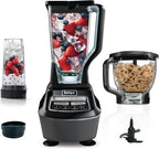 Ninja Blender, Food Processor, Blender for-Smoothies, Includes Pitcher, Smoothie Cup, and 8-Cup Bowl, Salsa, Dough, Shakes, Slush, and Frozen Drinks, Mega Kitchen System, 120 Volts, Black, BL770AMZ