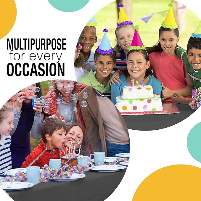 Exquisite Party Solids 54 Inch X 300 Feet Black Plastic Table Cover Roll in A Cut - to - Size Box with Convenient Slide Cutter. Cuts Up to 36 Rectangle 8 Feet Plastic Disposable Tablecloths