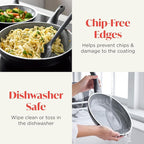 Rigoletto 9.5” Nonstick Frying Pan Skillet, Made in Italy, Vesuvio Layered Ceramic PFAS-Free Surface, Induction Ready, Dishwasher & Metal Utensil Safe, Granite Finish, Stay-Cool Handle,Black