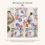 MACKENZIE-CHILDS Coupe Glass, Decorative Stemmed Cocktail Glass, 11 Ounces, Blue-and-White Royal Check