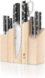 Cangshan TC Series 1021226 Swedish 14C28N Steel Forged 14-Piece DENALI Magnetic Knife Block Set, Maple