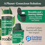Roobi Descaling and Cleaning Kit Compatible with Nespresso Originaline. Includes 1 Bottle of Descaling Solution, 12 Cleaning Tablets and 1 Reusable Pod. Carbon Neutral. 1 Year Supply.